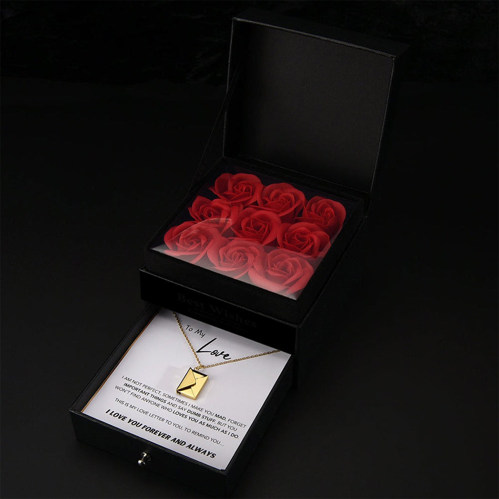 Personalized Love Letter Necklace w/ Forever Rose Luxury Box