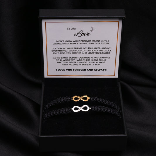 Forever Linked Personalized Infinity Couples Bracelet Set