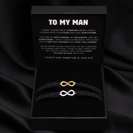 Couples Engraved Infinity Bracelet Set