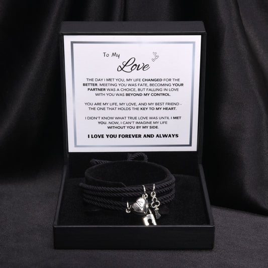 Couples Lock and Key Magnetic Bracelet Set