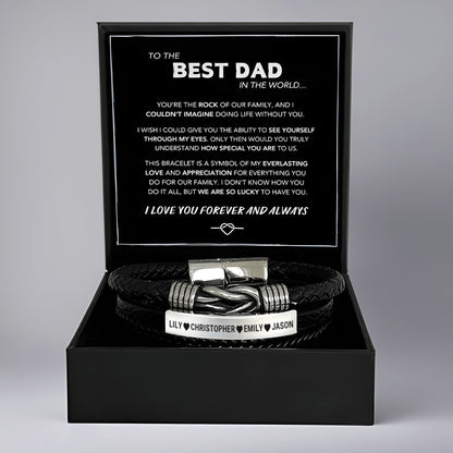 Forever Linked, Engraved Family Names Dad Bracelet