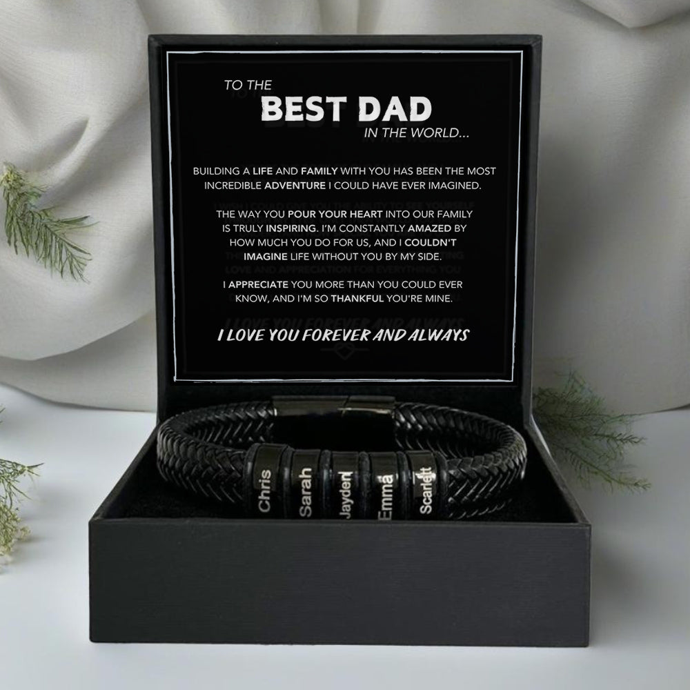 Family Forever - Engraved Leather Style Bracelet Set