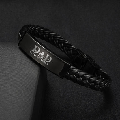 "Dad We Love You" Family Bond Engraved Bracelet Set
