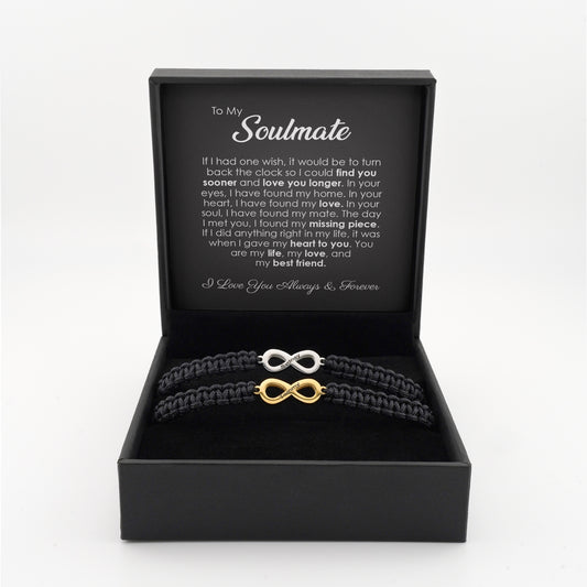 "Forever Tied" His & Hers Personalized Infinity Bracelet Set