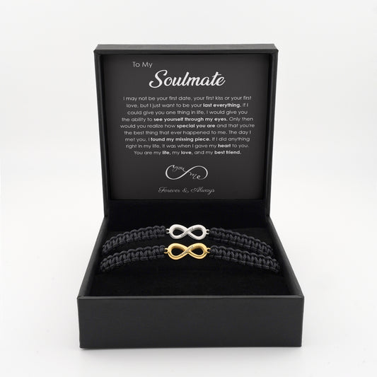 "Forever Tied" His & Hers Personalized Infinity Bracelet Set