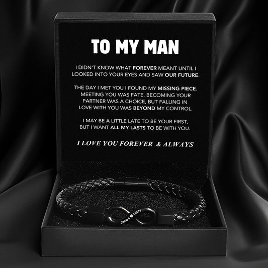 "To My Man" - Infinite Love Names Engraved Bracelet