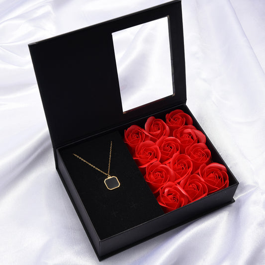 Heated Magic Photo Necklace w/ Dozen Roses Gift Set