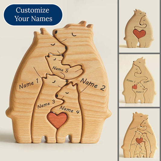 Bear Family Hug Wooden Decor