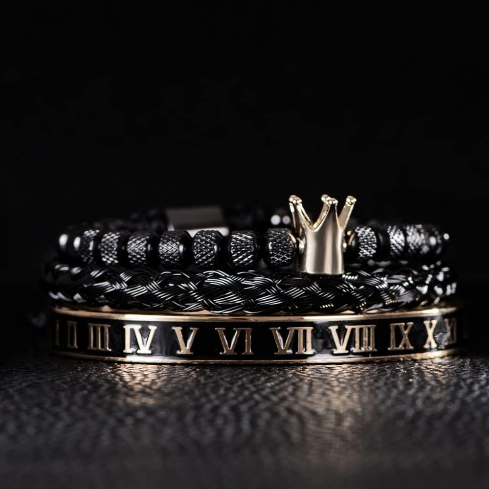 Limitierte Auflage - Gold Crown King Armband Stack