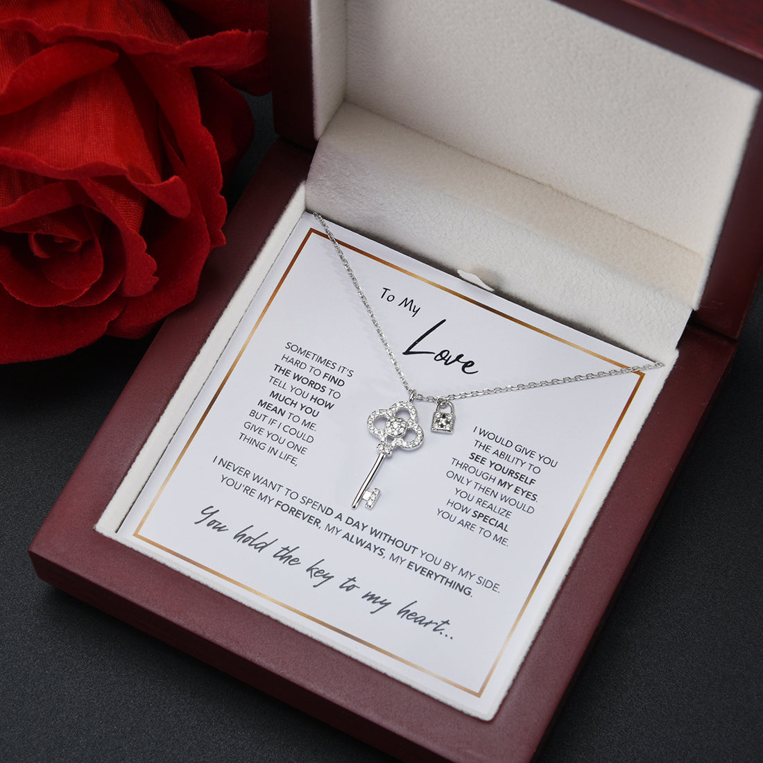 "The Key To My Heart" Halskette mit luxuriöser LED-Box