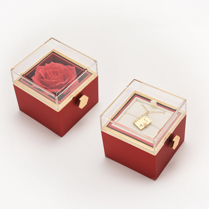 "Forever Chapters" Gravierte Halskette mit Forever Rose Geschenkbox