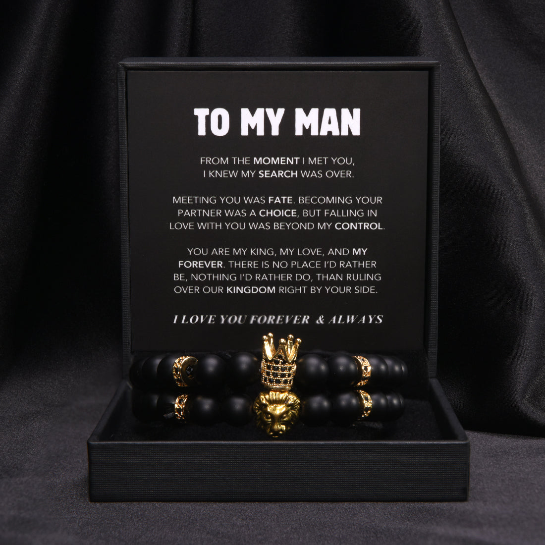 To My Man - Gekröntes Löwenarmband Geschenkset