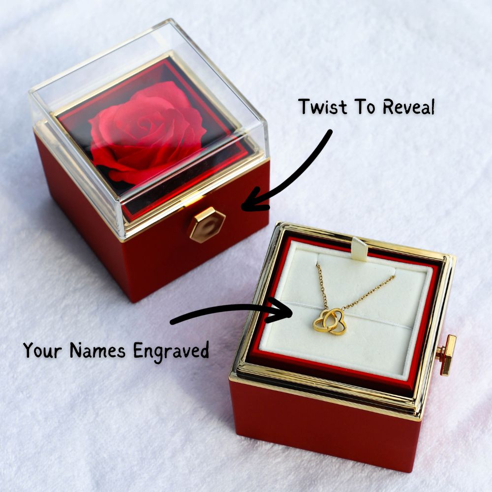 To My Soulmate - Eternal Rose Box Interlocking Hearts Geschenk-Set