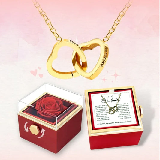 To My Soulmate - Eternal Rose Box Interlocking Hearts Geschenk-Set