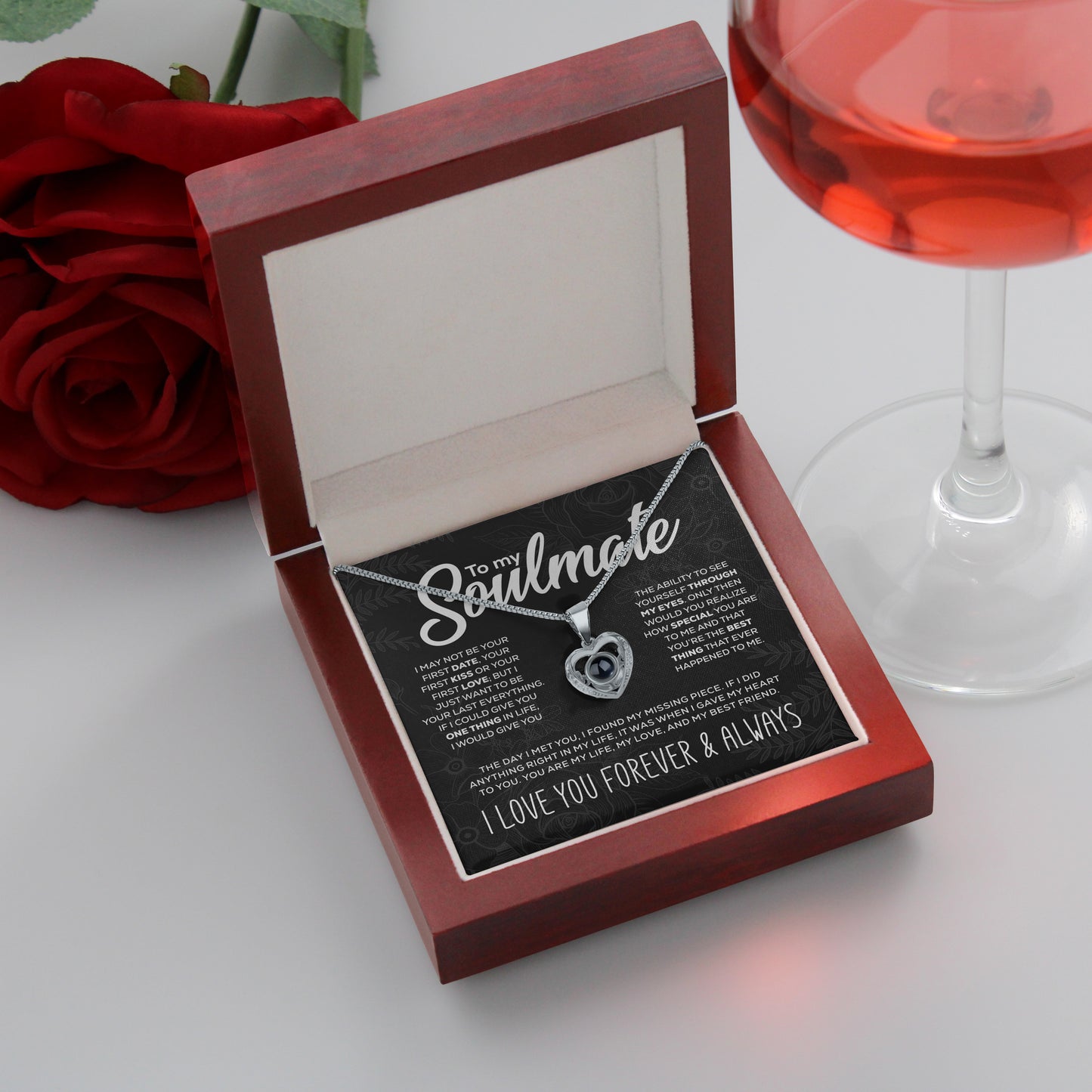 Soulmate Personalisierte Projektion Halskette Geschenk-Set