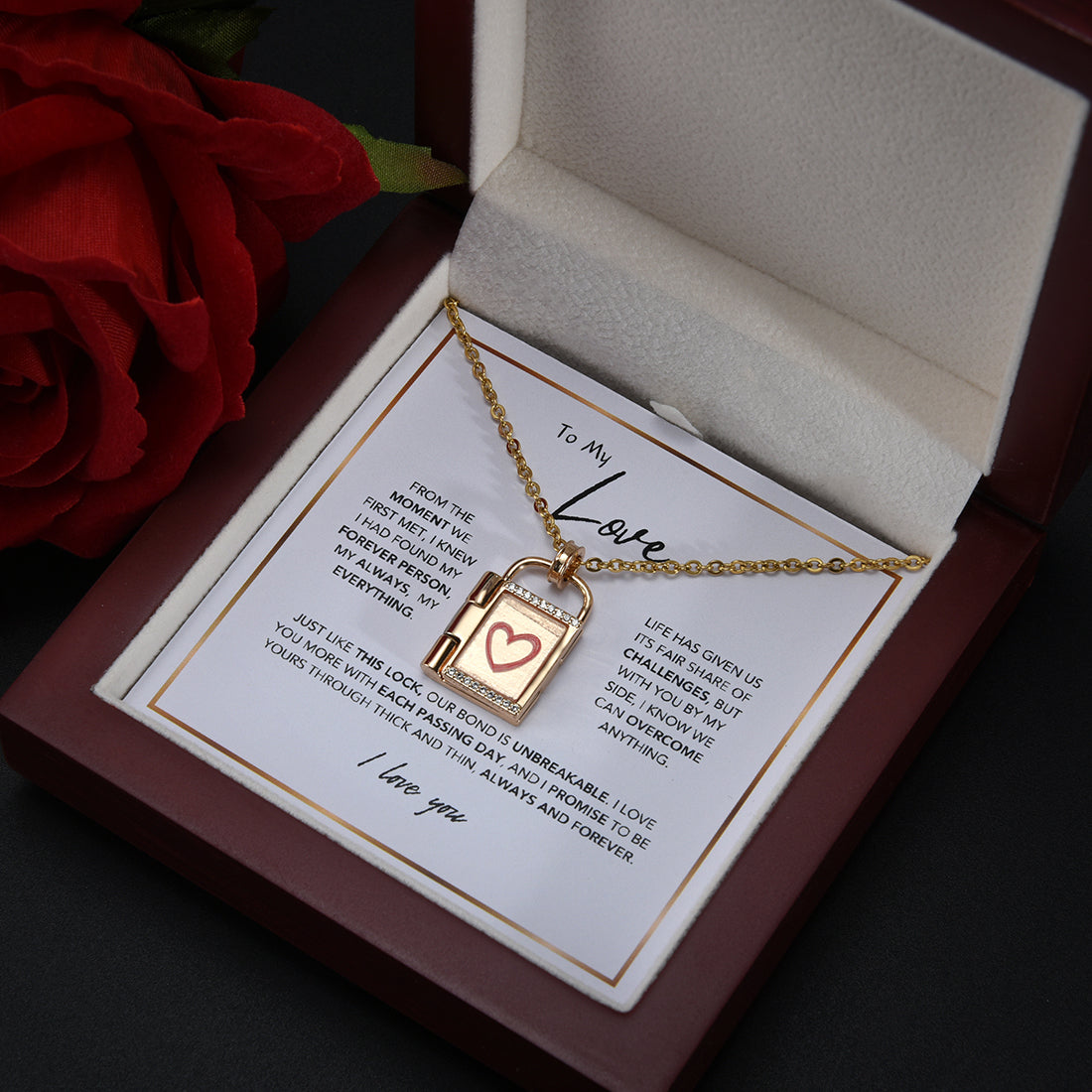 Love Locked Necklace - Con Foto Personalizada y Caja LED de Lujo