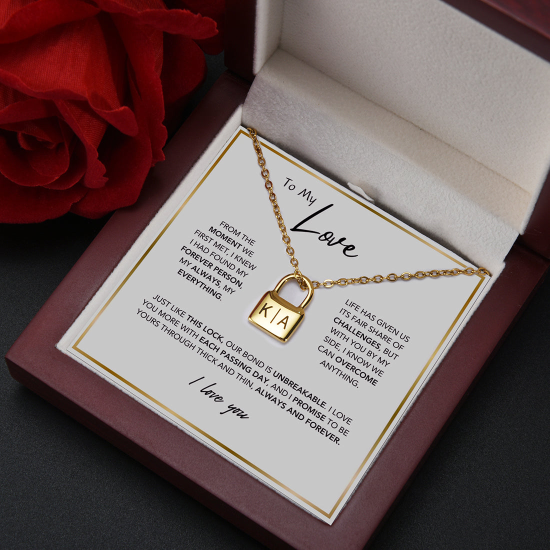 Locked In Love Forever - Collar Personalizado Con Caja LED De Lujo