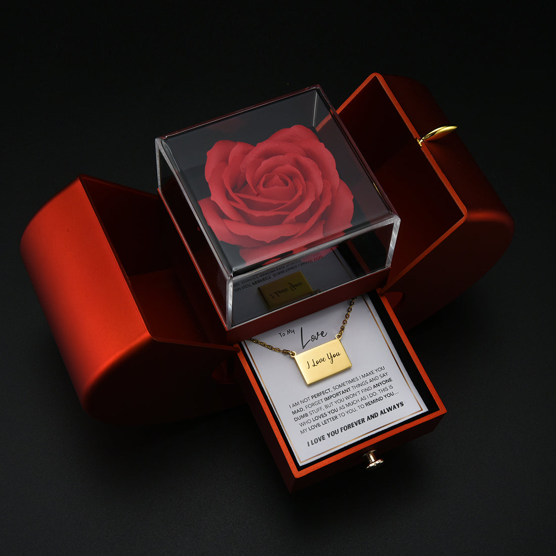 Collar Foto Carta de Amor con Caja Forever Rose