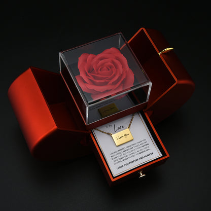 Collar Foto Carta de Amor con Caja Forever Rose