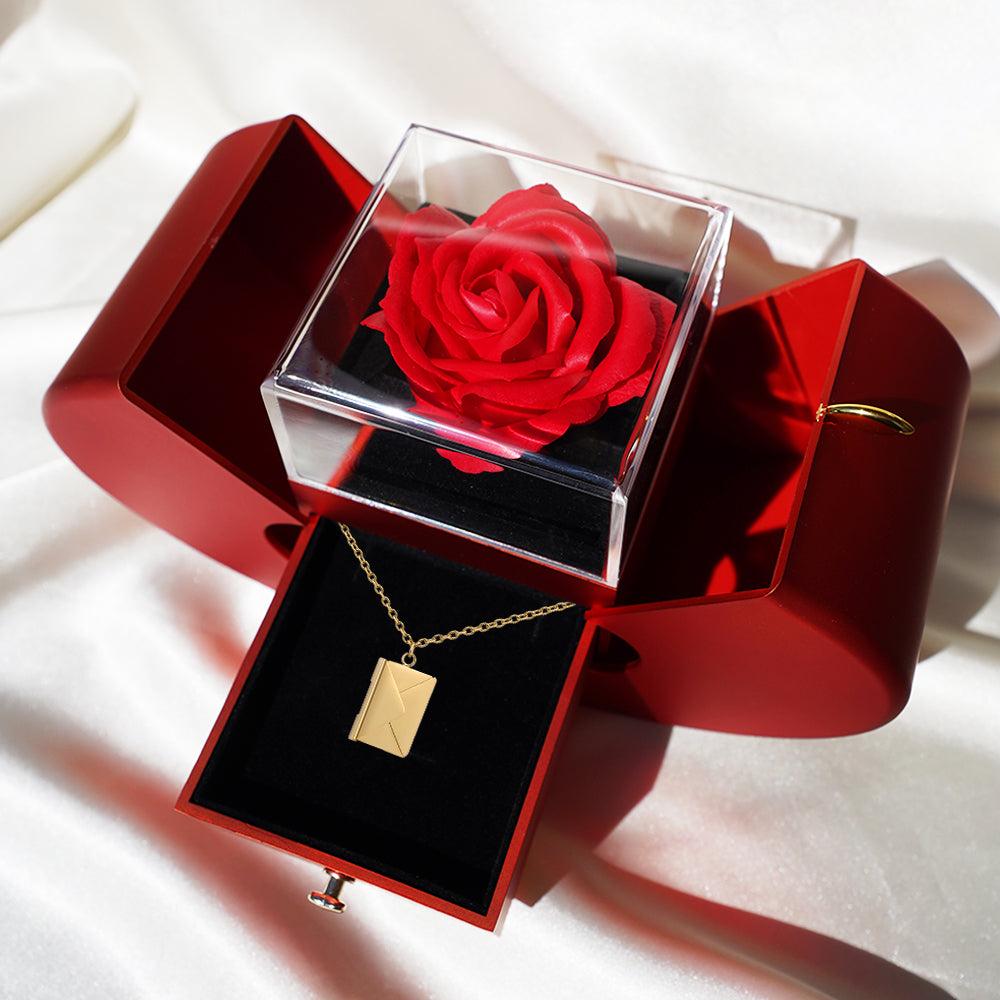 Collar Carta de Amor Personalizado con Caja de Lujo Forever Rose