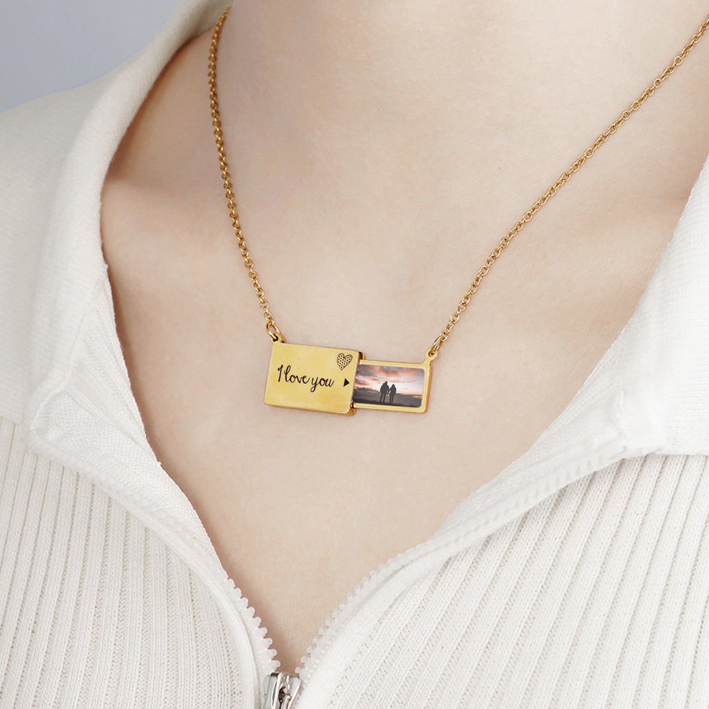 Collar Foto Carta de Amor con Caja Forever Rose