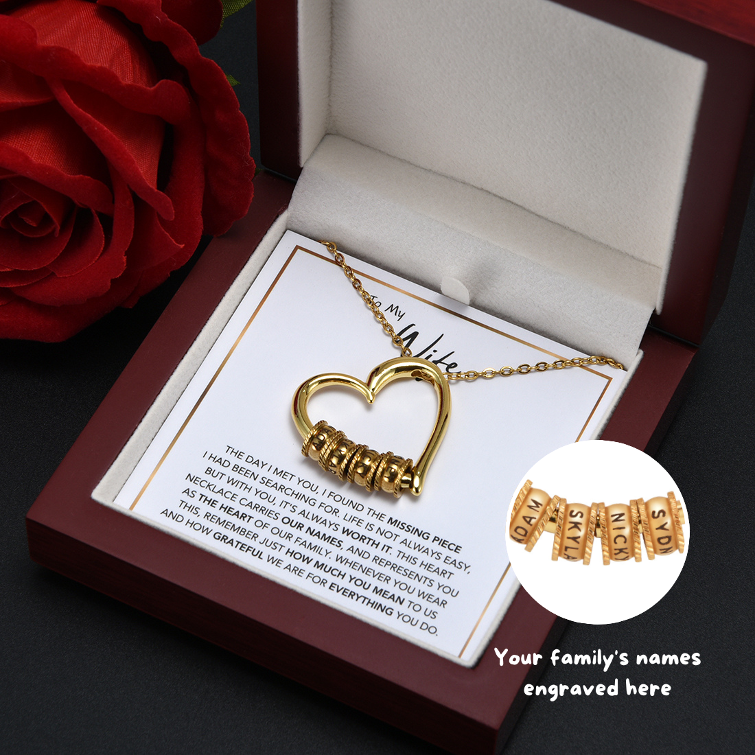 Heart of Our Family - Collar personalizado con caja LED de lujo