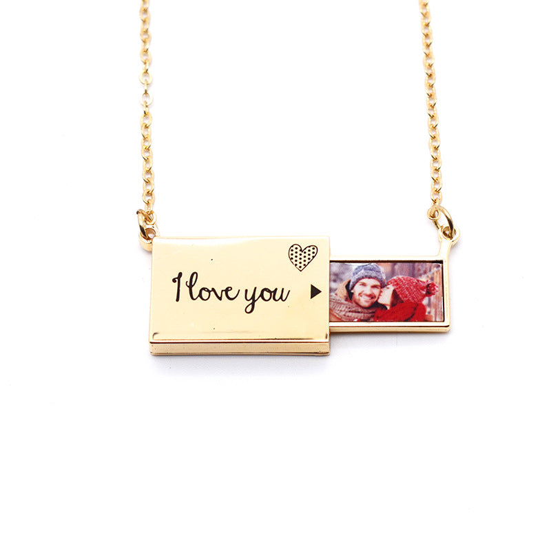 Collar Foto Carta de Amor con Caja Forever Rose