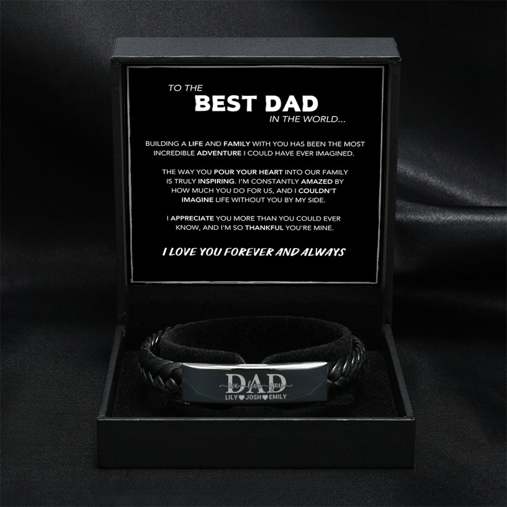 Set de pulseras grabadas "Dad We Love You" Family Bond