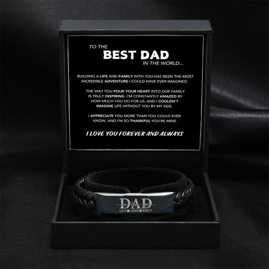 Set de pulseras grabadas "Dad We Love You" Family Bond