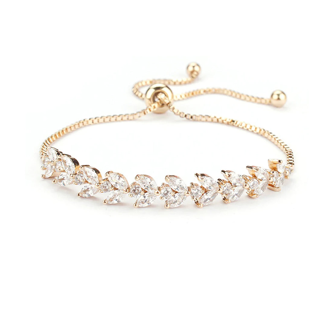 Pulsera de tenis Sparkling Leaf - Ajustable