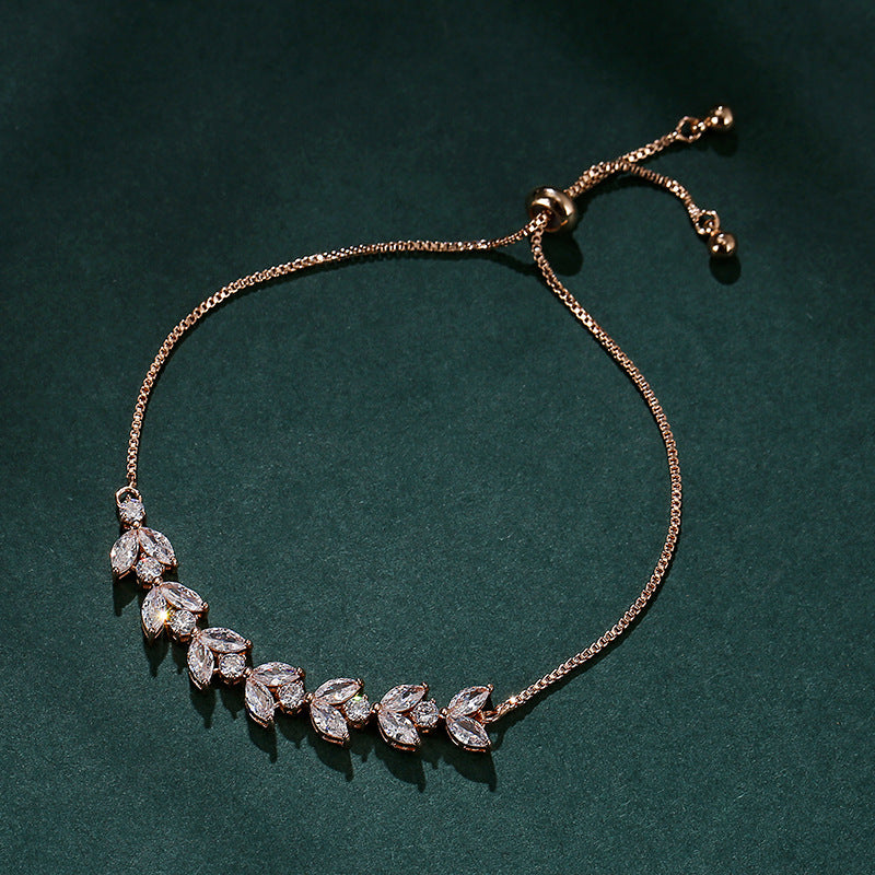 Pulsera de tenis Sparkling Leaf - Ajustable