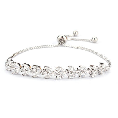 Pulsera de tenis Sparkling Leaf - Ajustable